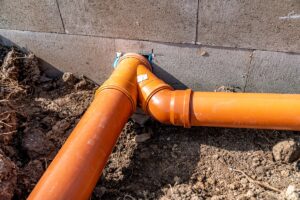 sewage system made of plastic PVC pipes